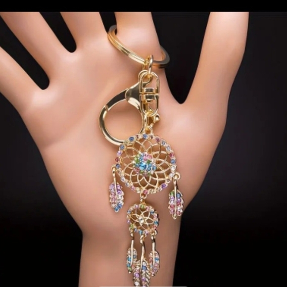 Accessories - Gold Dreamcatcher Keychain with Multicolor Accents